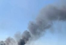 У Києві спалахнула пожежа після атаки російських дронів