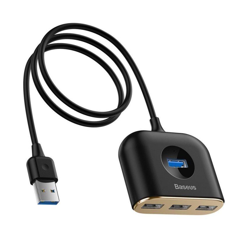 USB-хаб Baseus Square round 4 in 1 USB HUB Adapter(USB3.0 TO USB3.0*1+USB2.0*3) Black