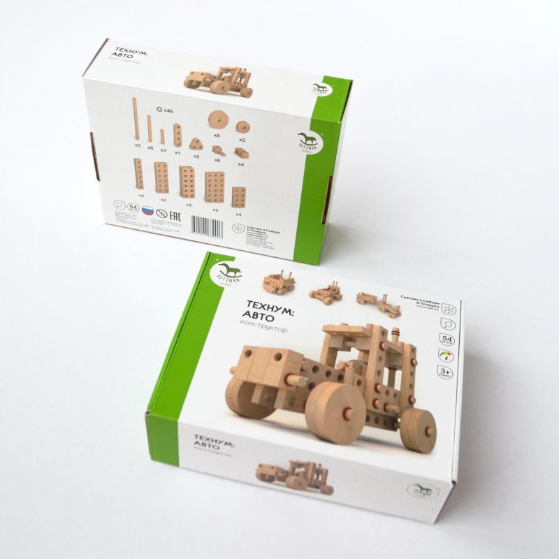 Конструктор деревянный ТМ "Потешки", "Технум: Авто" в коробке.