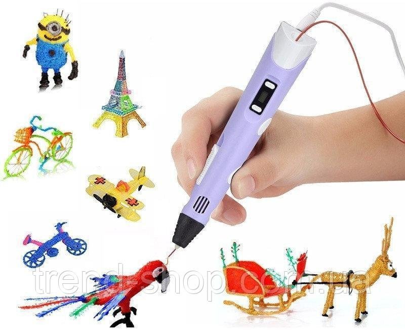 3Д ручка с LCD дисплеем Smart 3D pen-2 фиолетовая