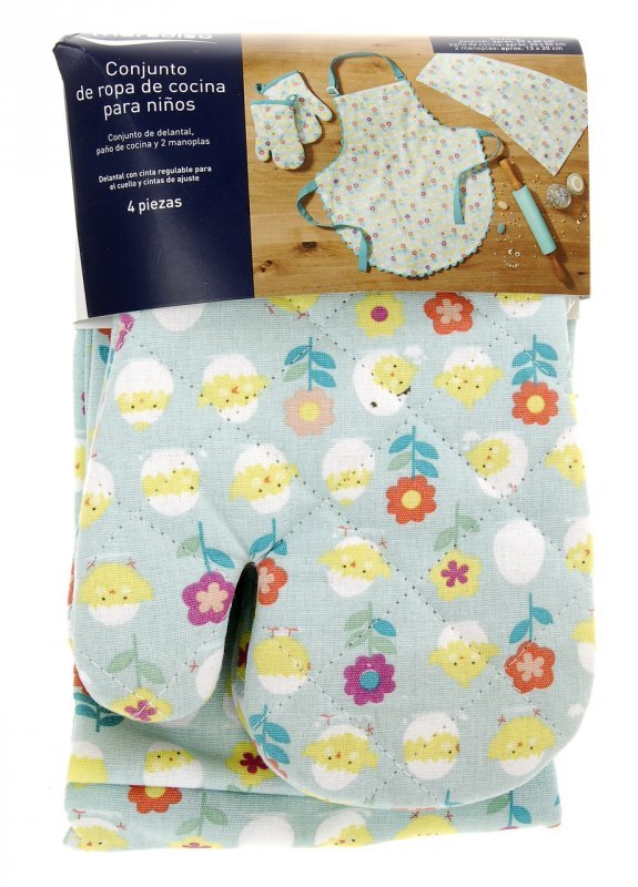 F02-570095, Детский кухонный набор для приготовления пищи, 4 предмета, , голубой-разноцветный