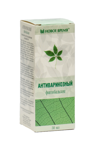 Натуральный бальзам от варикоза и усталости ног, противоотечный "Антиварикозный" Новое время, 30 мл