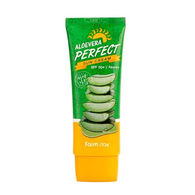 Солнцезащитный крем с экстактом алоэ вера FarmStay Aloevera Perfect Sun Cream SPF50+ PA+++