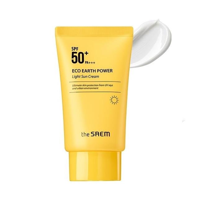 Солнцезащитный крем для жирной и проблемной кожи The Saem Eco Earth Power Light Sun Cream SPF50+ PA+