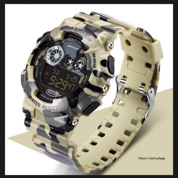 Часы Sanda Water Resistant 30 m с секундомером желтые TGTW-04-yellow