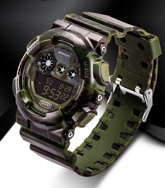 Часы Sanda Water Resistant 30 m с секундомером вудленд TGTW-04-olive