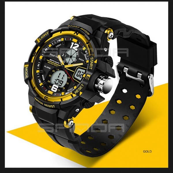 Часы спортивные Sanda 30 m WR золото TGTW-03-gold