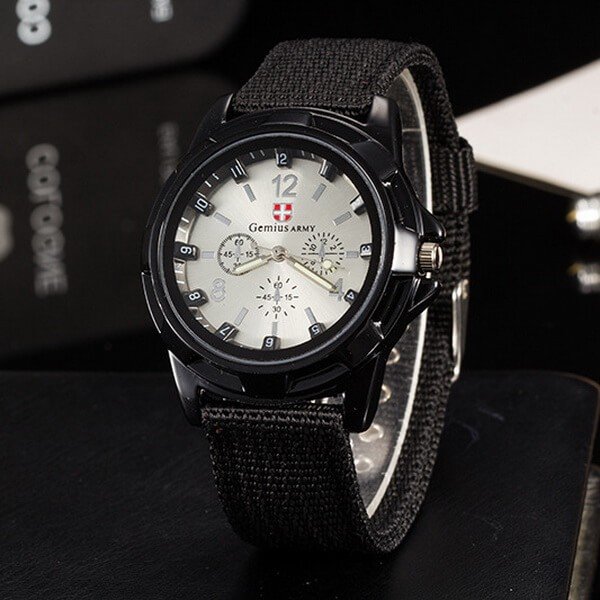 Часы мужские Gemius Swiss army черные с белым TGTW-01-black-white