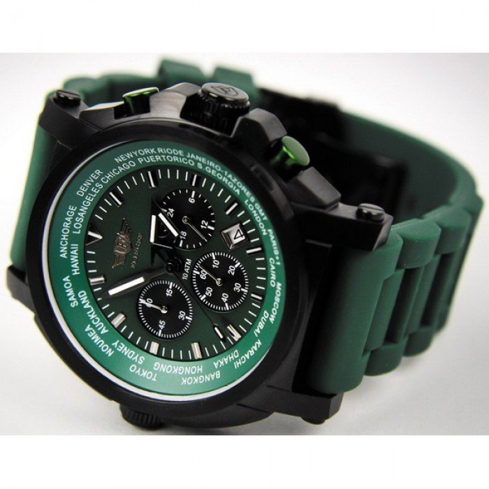 Часы мужские наручные хронограф Flieger зеленые