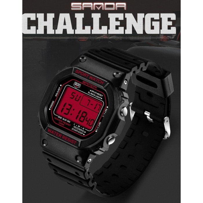 Часы спортивные Sanda Challenge Water Resistant 30 m красные