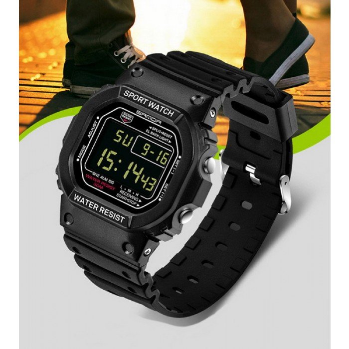 Часы спортивные Sanda Challenge Water Resistant 30 m черные