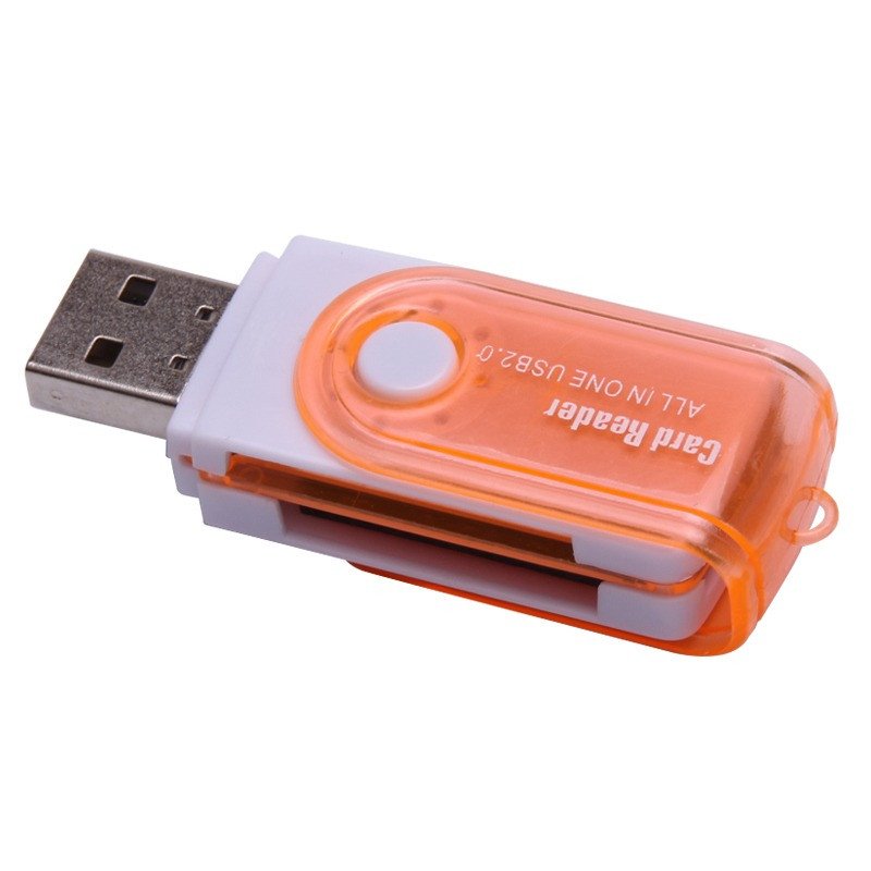 Универсальный внешний кард ридер для микро сд бело оранжевый USB 2.0 картридер для фотоаппарата 1260