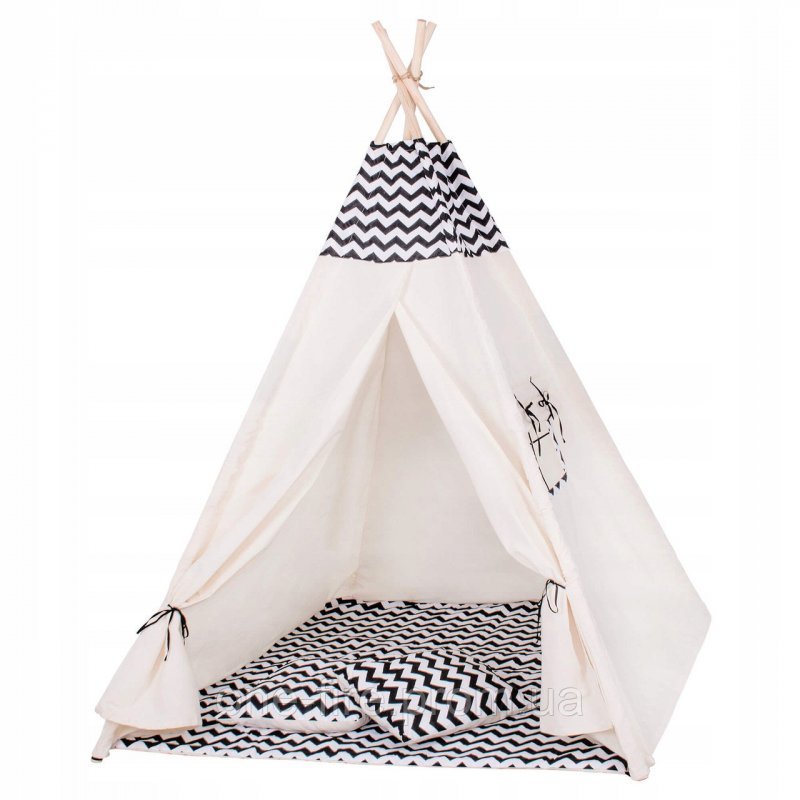 Детская палатка (вигвам) Springos Tipi XXL TIP02 White/Black