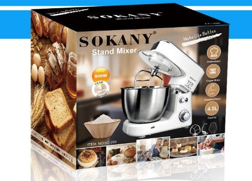 Кухонный комбайн тестомес миксер Sokany SC-209 800 Ватт