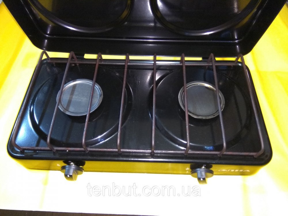 Плита газовая настольная с крышкой 2-конфорочная Элна