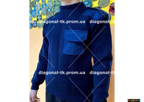 Свитер форменный/олива/горловина гольф