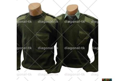 Свитер форменный/олива/горловина гольф