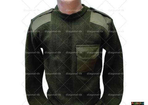 Свитер форменный/олива/горловина гольф