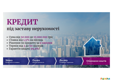 Кредит під заставу нерухомості в Києві швидко та без довідок.
