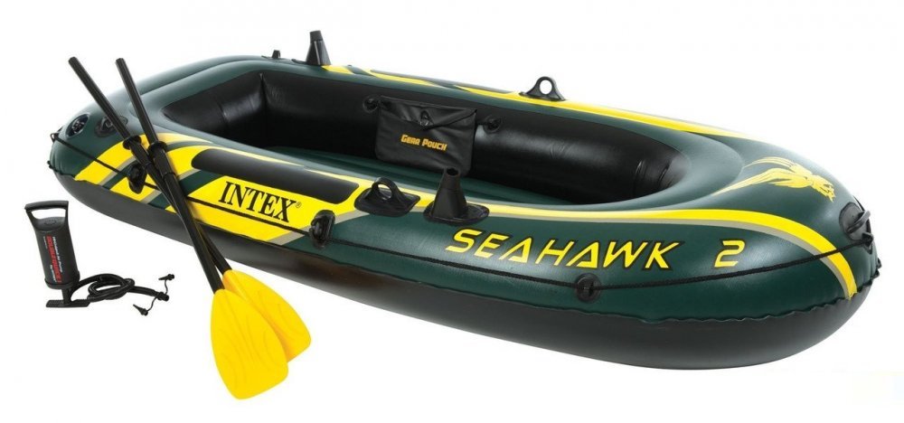 Двухместная надувная лодка Intex 68347 Seahawk 2 Set с веслами и насосом (236*114*41 см)